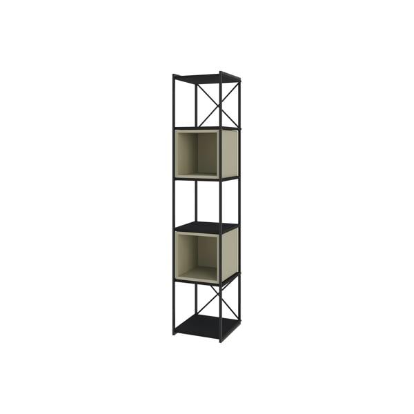 Decortie Modern Vale Mini Bookcase Versatile Display Unit 5-Tier Metal Frame 2 Adjustable Shelf 18mm (Black Wood)