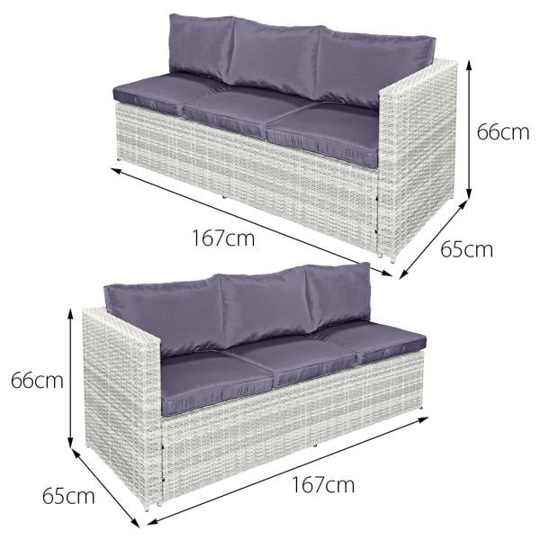 malta rattan 10 seat firepit u shape sofa set in sandy white with deep purple cushions
