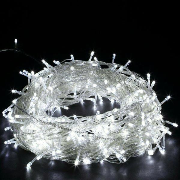 Cool White LED String Fairy Lights with Timer and 8 Modes, Clear Cable Indoor & Outdoor Variant Range image 1