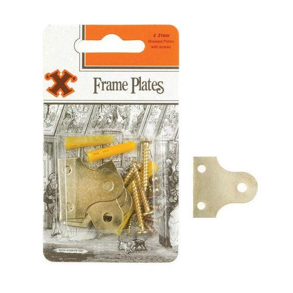 X Brass Frame Plates 31mm 4pk - One Colour - 