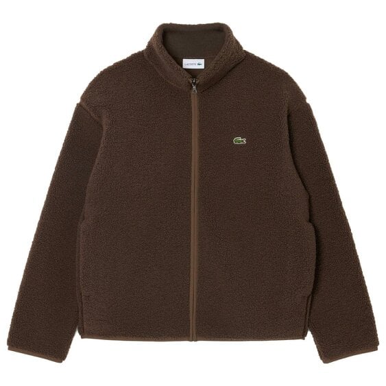 Lacoste BH8672 High Neck Sherpa Jacket - Mocha