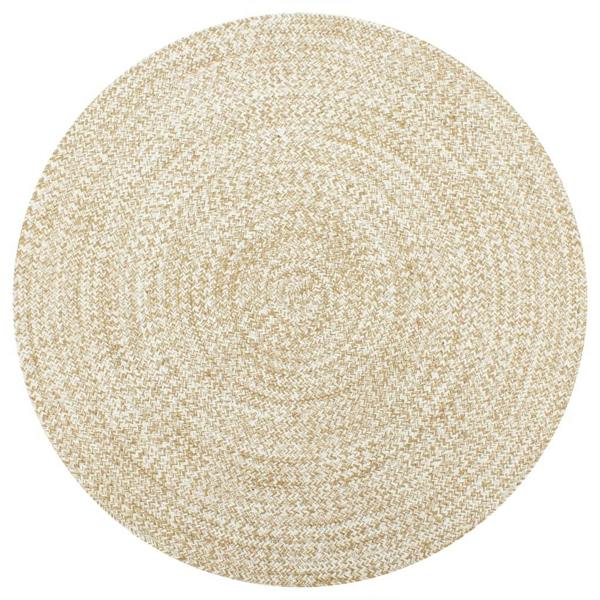 Berkfield Handmade Rug Jute White and Natural 90 cm