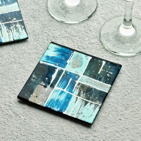 Set of 4 Coasters - Piazza - Blue