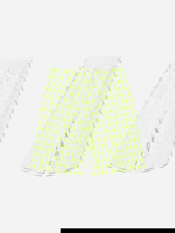 Balmain Boys Logo Jersey Shorts in White