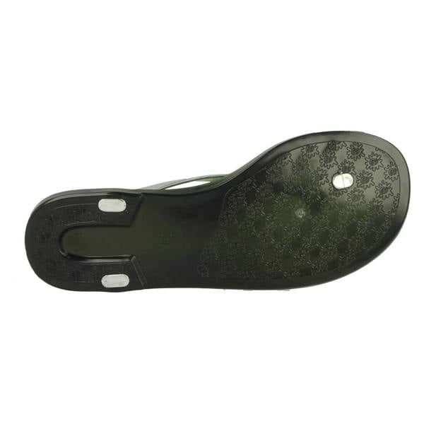 Spot On Ladies Spot On Flat Metallic Toe Post Jelly Sandals