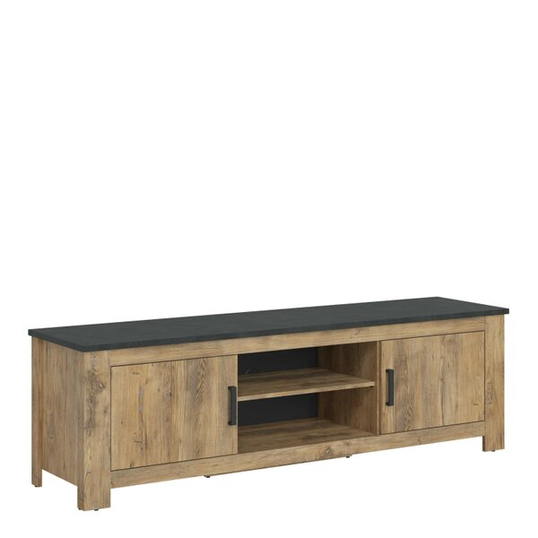 Wyld Haus Juniper 189cm Wide 2 Door TV Cabinet Chestnut and Matera Grey