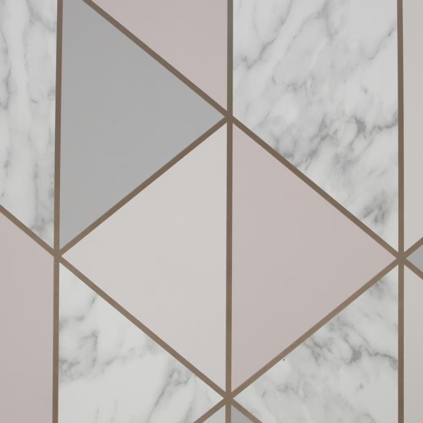 Sublime Marble Geometric Wallpaper - Blush - 10m