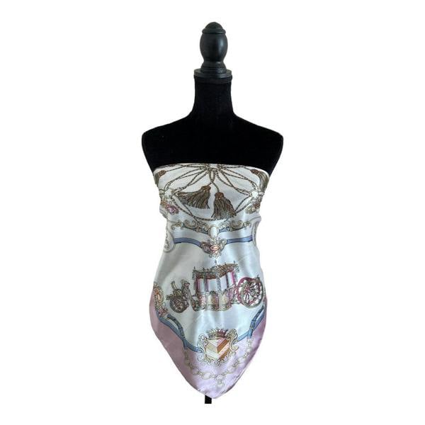 Anyyou Fashion Premium Satin Square Scarf – White Pink 562 Silk-Feel Neckwrap for Women