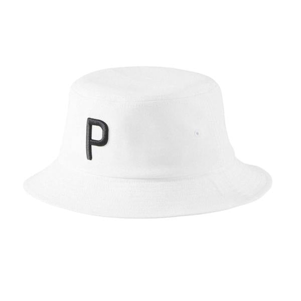 Puma P Embroidered Logo Golf Bucket Hat - Bright White - 