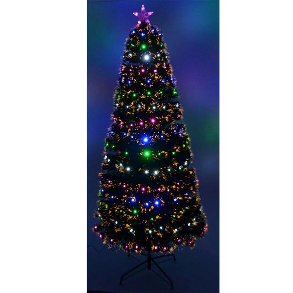 4ft to 7ft Pre-Lit Fibre Optic Artificial Christmas Trees with LED Lights and Metal Stand image 2