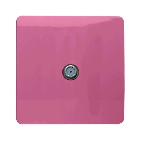 Trendi Switch 1 Gang Male F-Type Satellite Television Socket in Candy Pink