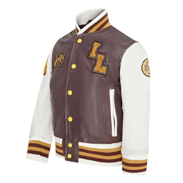 Infinity Leather Kids Letterman Leather Varsity College Bomber Jacket 3-13 yrs