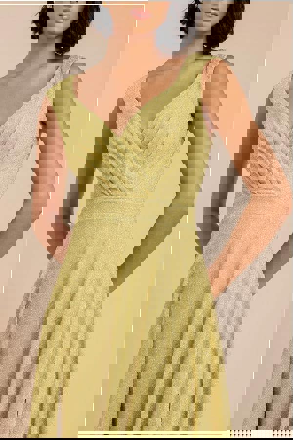 Crossover Lurex Glitter Maxi Dress - Gold DR1886