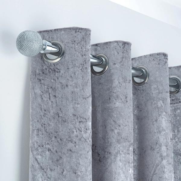 A.Unique Home Beaded Ball Extendable Curtain Pole (25/28mm) (Nickel,70cm - 120cm)