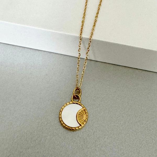 Luxe Tones Neva Luxe 18k Gold Plated Reversible Celestial Pendant Necklace