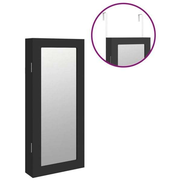Berkfield Mirror Jewellery Cabinet Wall Mounted Black 30x8.5x67 cm