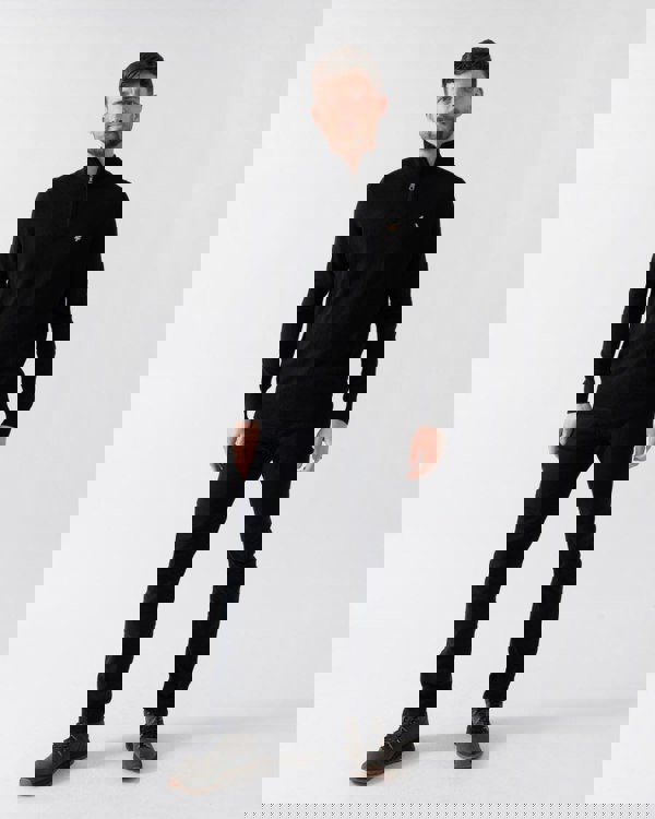 Lyle & Scott Cotton Merino Mens Quarter Zip Jumper - Z865 Jet Black