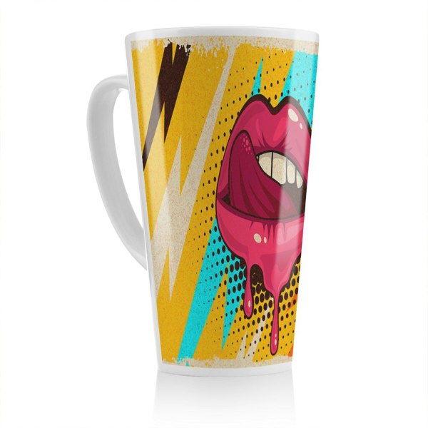 Benjamin Tate Design pop art retro vintage colorful background Designer Latte Mug