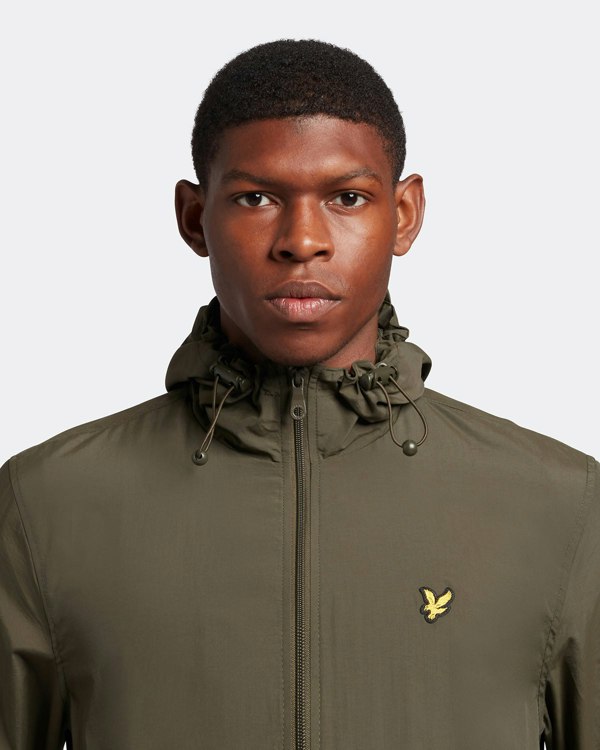 Lyle & Scott Branded Hooded Short Lightweight Jacket - Olive