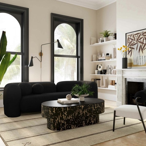 Furniture Edit Amelie Black Faux Fur Sofa