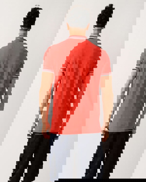 BOSS Green Paddy Mens Cotton-Piqué Polo Shirt with Contrast Logo - Open Red 641