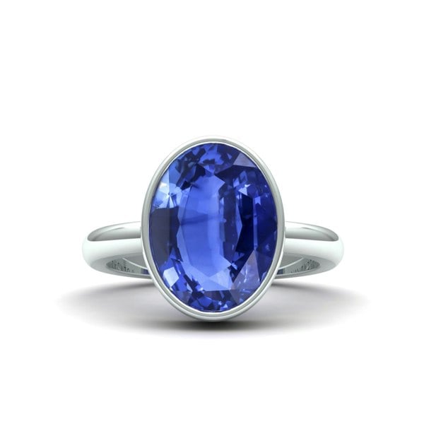 Gemdaia 7.5 Carat Cornflower Blue Sapphire Bezel Ring 'Natural & Untreated