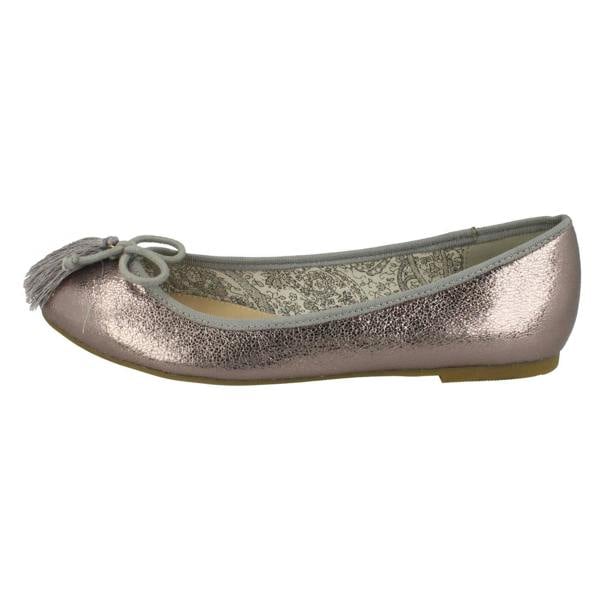 Spot On Ladies Spot On Flat Ballerinas With Tassel Bow Trim