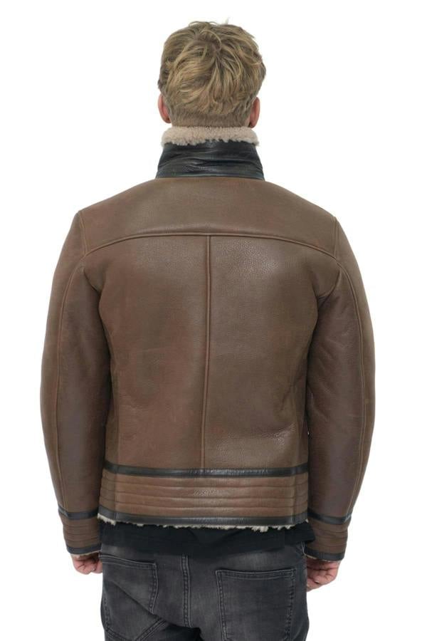 Infinity Leather Mens Retro Pilot Sheepskin Leather Biker Jacket-Bogota