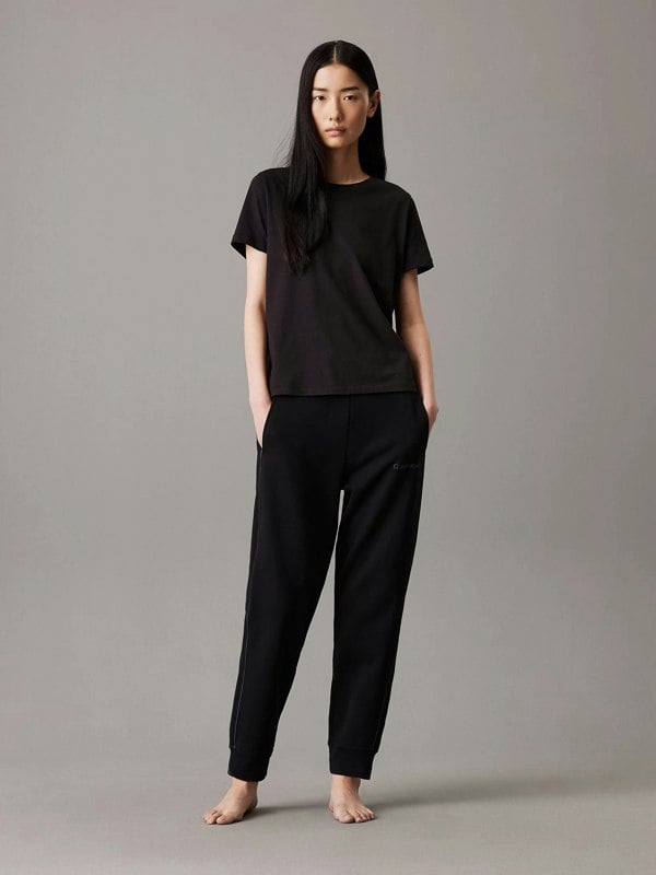 Calvin Klein TONAL LOGO LOUNGE Womens Joggers Black