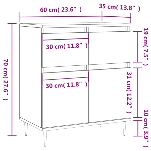 Berkfield Sideboard Concrete Grey 60x35x70 cm Engineered Wood