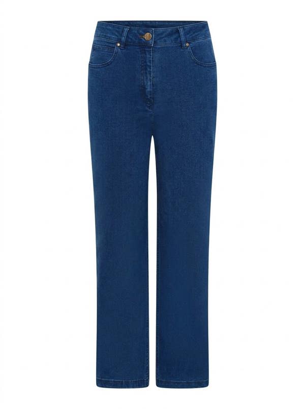 PennyPlain 5 Pocket Wide Leg Denim - Blue Wash Short