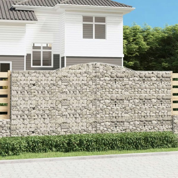 Berkfield Arched Gabion Baskets 3 pcs 400x50x180/200 cm Galvanised Iron