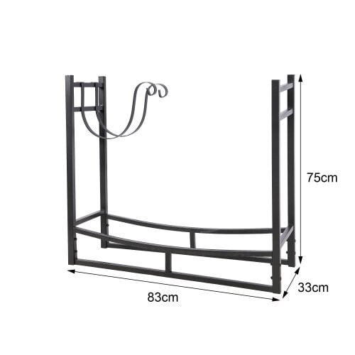Neo Black Indoor Firewood Log Rack With Hooks