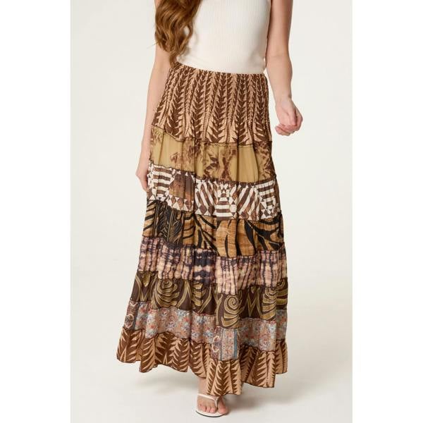 Blue Vanilla Multi Print Shirred Skirt