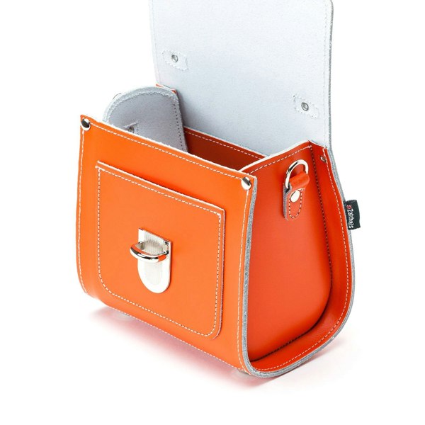 Zatchels Handmade Leather Sugarcube Handbag - Orange