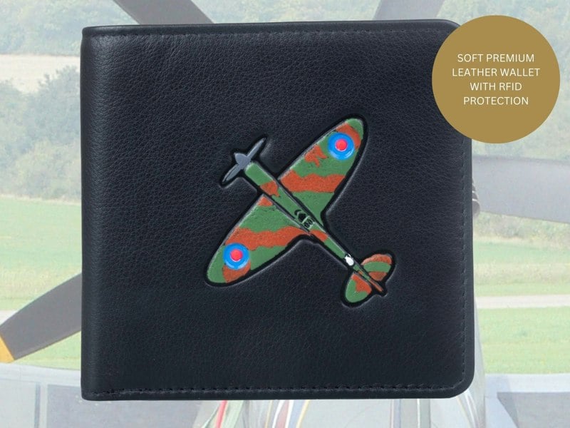 Mala Leather Spitfire Plane Bifold RFID Leather Wallet