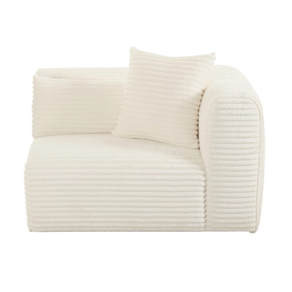 Furniture Edit Tarra Fluffy Oversized Cream Corduroy Modular RHF Corner Chair