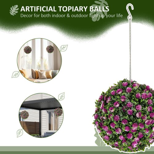 Wyld Haus Liso Set Of 2 Artificial UV Resistant Rose Style Topiary Balls H8 28cm