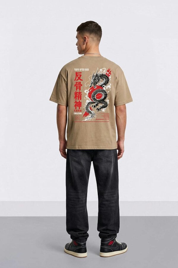 London Attitude Tokyo After Dark Dragon Oversized Heavyweight Graphic T-Shirt
