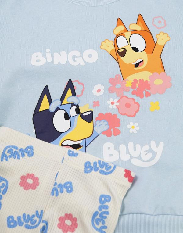Vanilla Underground Bluey Girls Blue Character Sweatshirt and Joggers Set