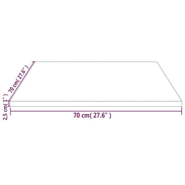 Berkfield Table Top White 70x70x2.5 cm Solid Wood Pine Square