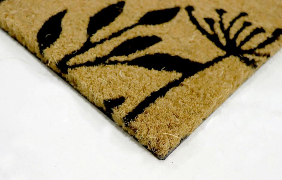 A.Unique Home 15mm Coir Doormat Non-Slip PVC Back - Welcome B&W 40x80cm