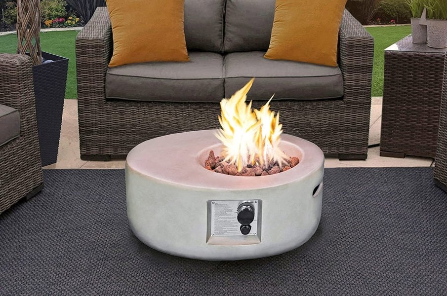 MDA Designs ECHO Light Grey Lavish Garden & Patio Gas Fire Pit with Eco-Stone Finish