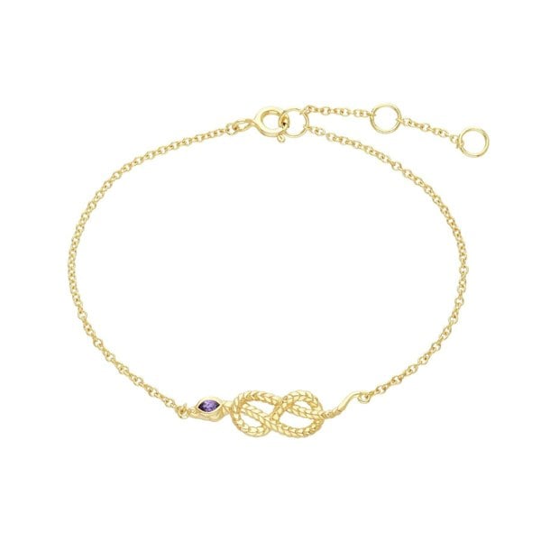 253L180902925 ECFEW™ Amethyst Snake Link Bracelet in Gold Plated Sterling Silver 