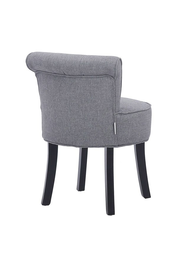 Living and Home Light Grey Modern Linen Upholstered Dressing Footstool with Black Legs