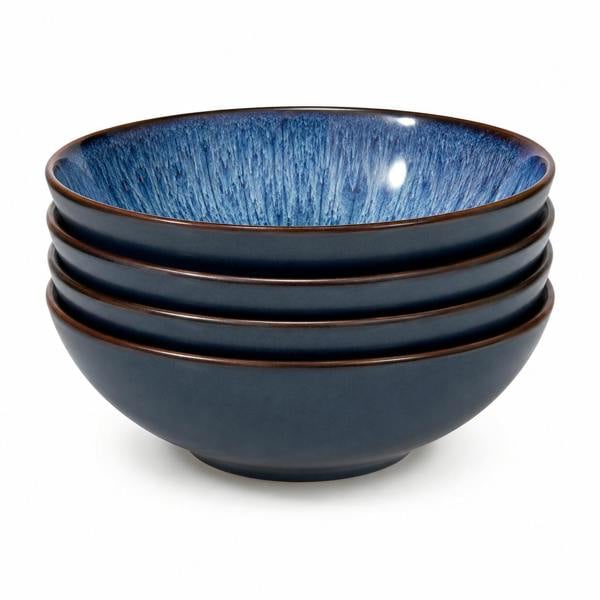 Scandi Home Havn Ceramic Cereal Bowls, Set of 4, Blue Reactive Glaze
