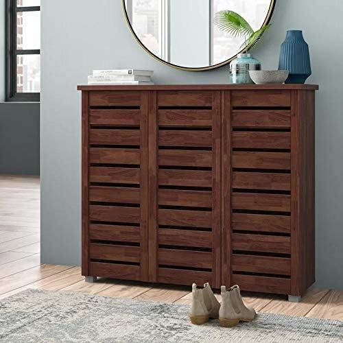 Timber Art Design 5 Tier Shoe Storage Cabinet 3 Door Cupboard Stand Rack Unit