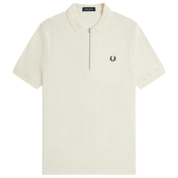 Fred Perry Ribbed Collar Crepe Pique Polo Shirt