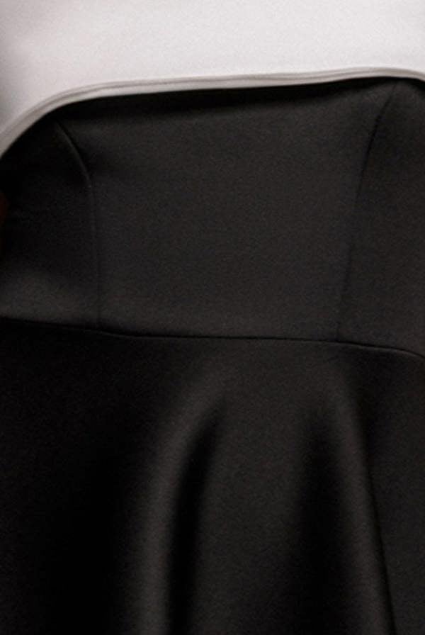 One Shoulder A Line Midi Dress - Black Cream DR4949