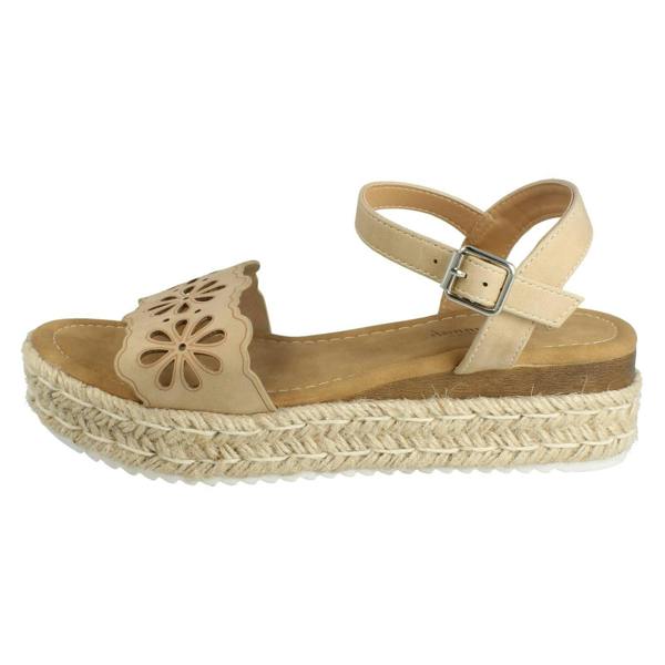 Savannah Ladies Mid Espadrille Wedge Ankle Strap Sandals F12096